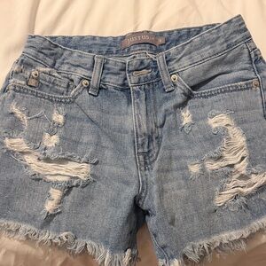 Just USA Women's Ripped Jean Shorts - Light Blue